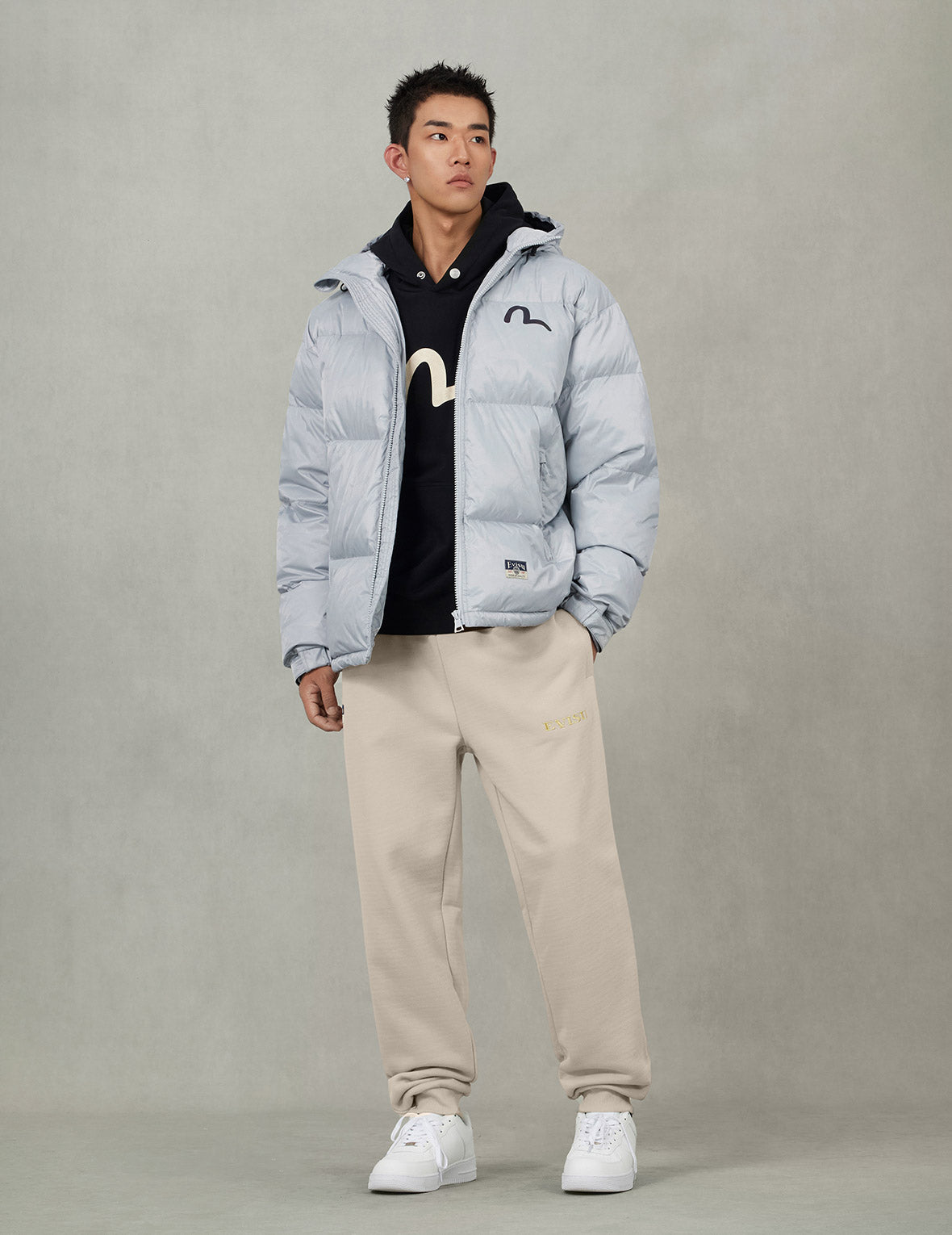 オールオーバーカモメ鶴ジャカード レギュラーフィット ダウン