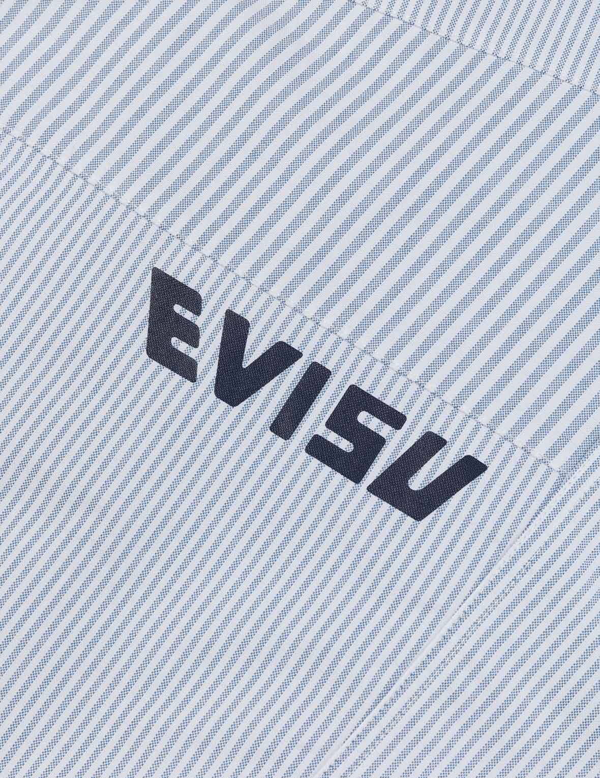 デコンストラクト カモメ刺繍 リラックスフィット ストライプシャツ