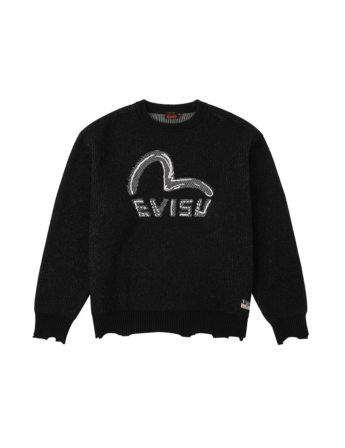 Seagull and Logo Intarsia Relax Fit Knitted Sweater