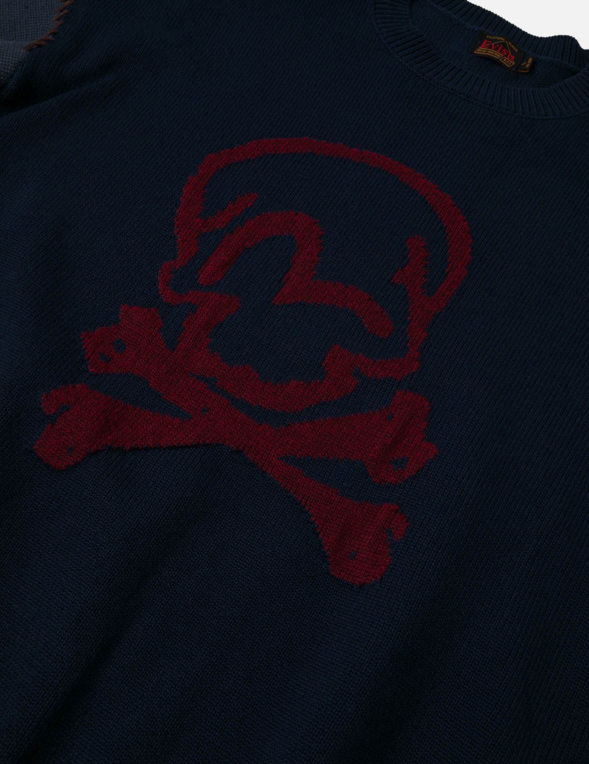Skull and Seagull Jacquard Oversized Color-Blocking Knit Sweater