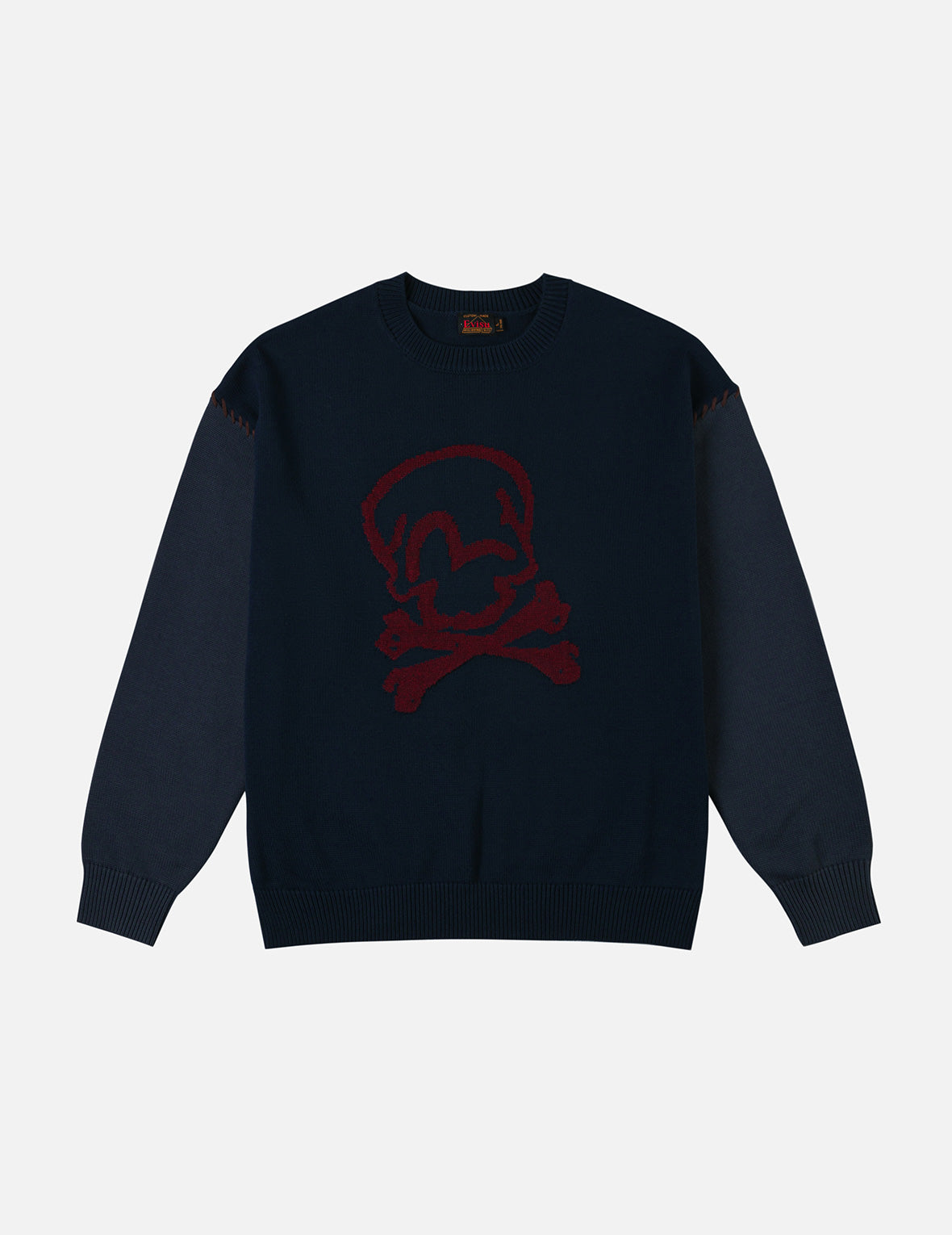 Skull and Seagull Jacquard Oversized Color-Blocking Knit Sweater