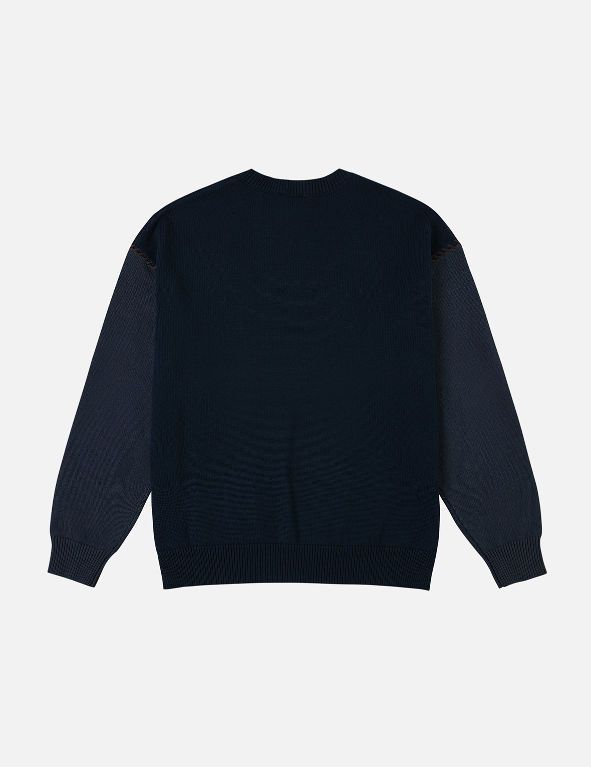 Skull and Seagull Jacquard Oversized Color-Blocking Knit Sweater