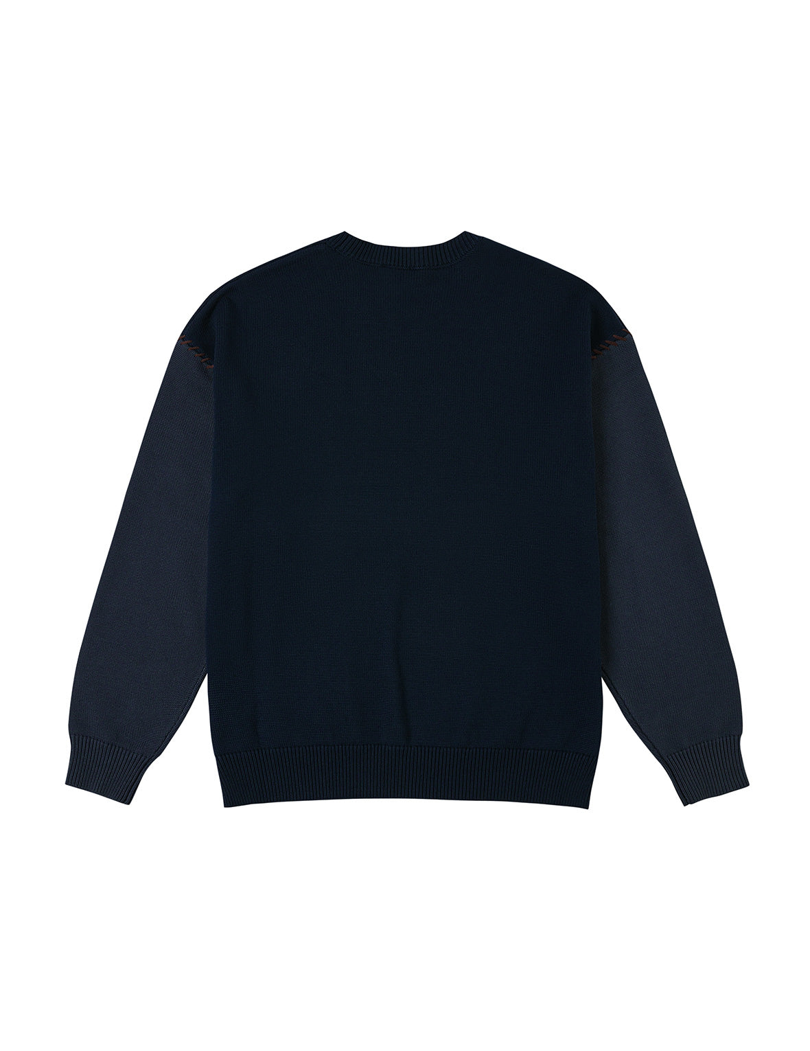 Skull and Seagull Jacquard Oversized Color-Blocking Knit Sweater