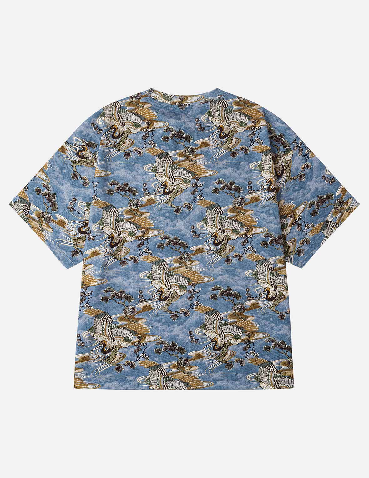 オールオーバー鶴プリント リラックスフィット Tシャツ