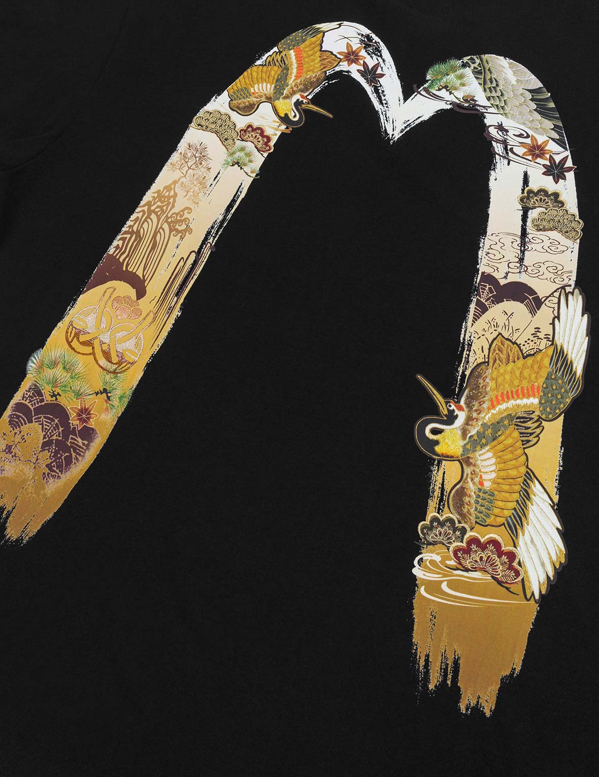 ロゴと鶴舞う大黒プリント リラックスフィット Tシャツ