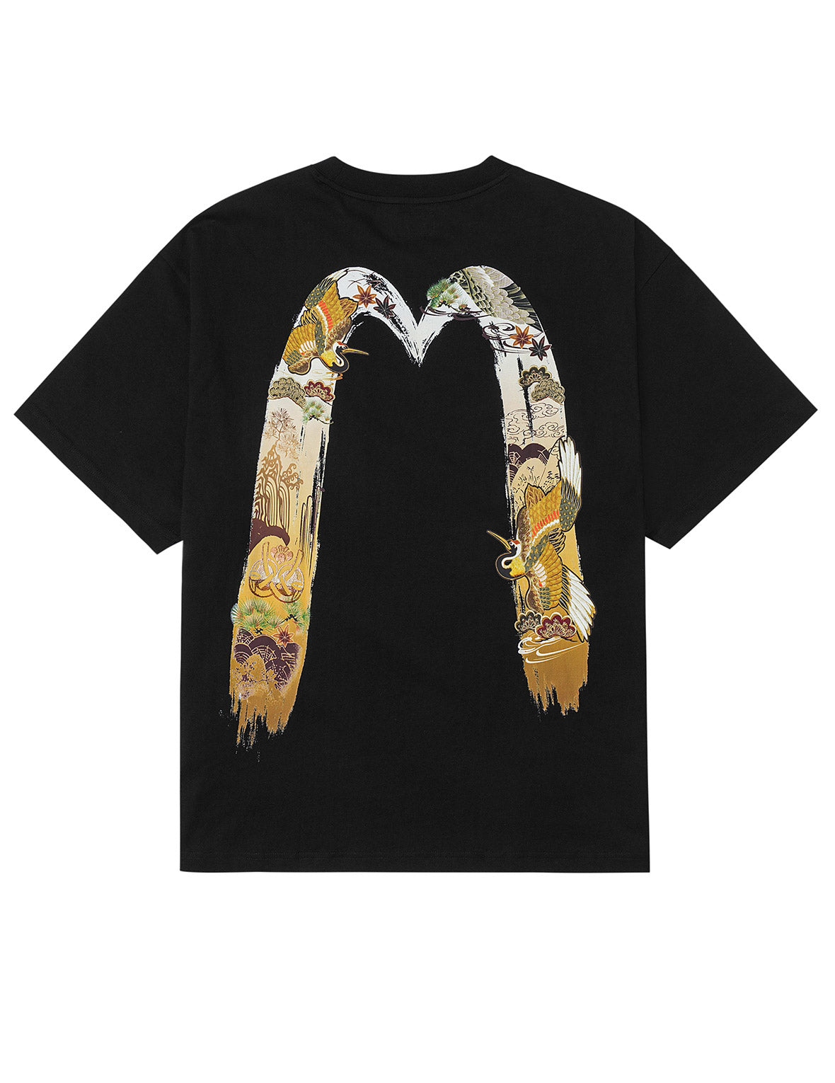 ロゴと鶴舞う大黒プリント リラックスフィット Tシャツ