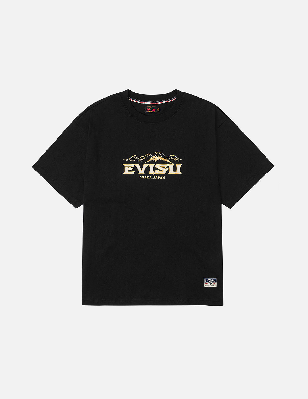 ロゴと鶴舞う大黒プリント リラックスフィット Tシャツ – EVISU