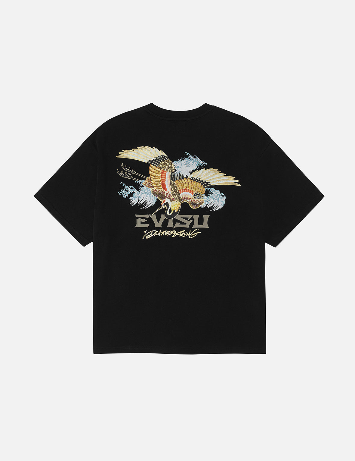 鶴とロゴプリント ルーズフィット Tシャツ – EVISU
