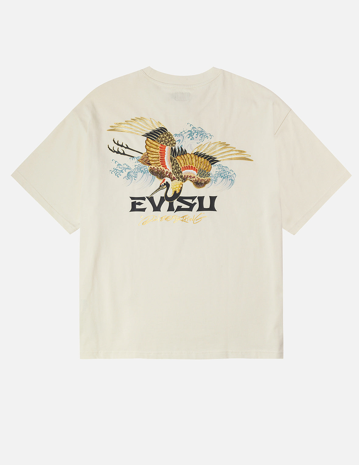 鶴とロゴプリント ルーズフィット Tシャツ