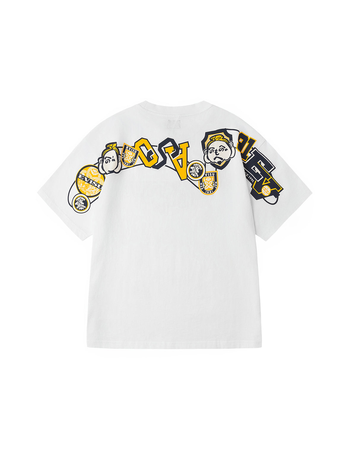 へのへのもへじ仏頭と知恵の輪タグ 大黒プリント リラックスフィット Tシャツ