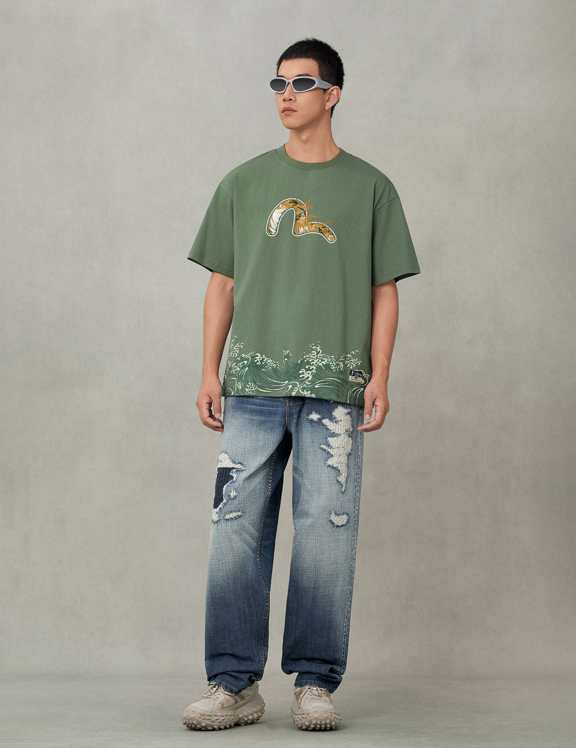 カモメと波プリント リラックスフィット Tシャツ – EVISU