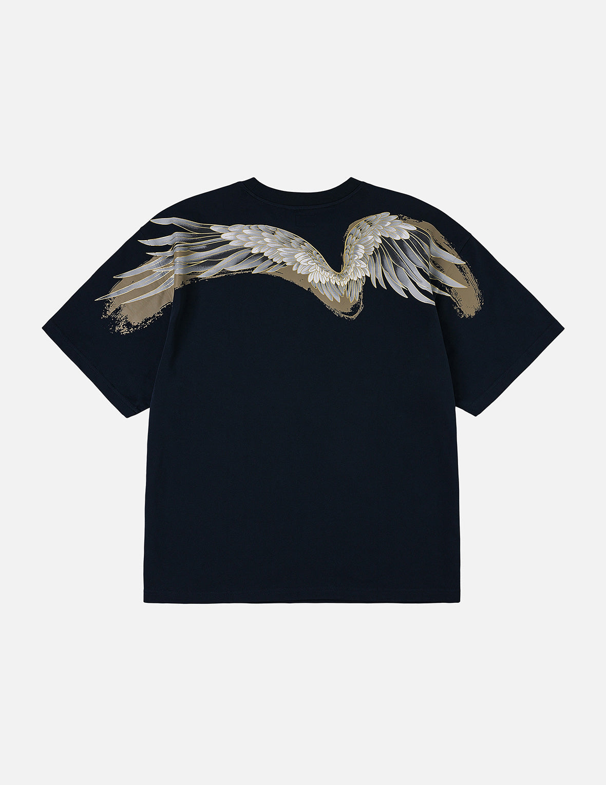 鶴の飛翔と大黒プリント ルーズフィット Tシャツ