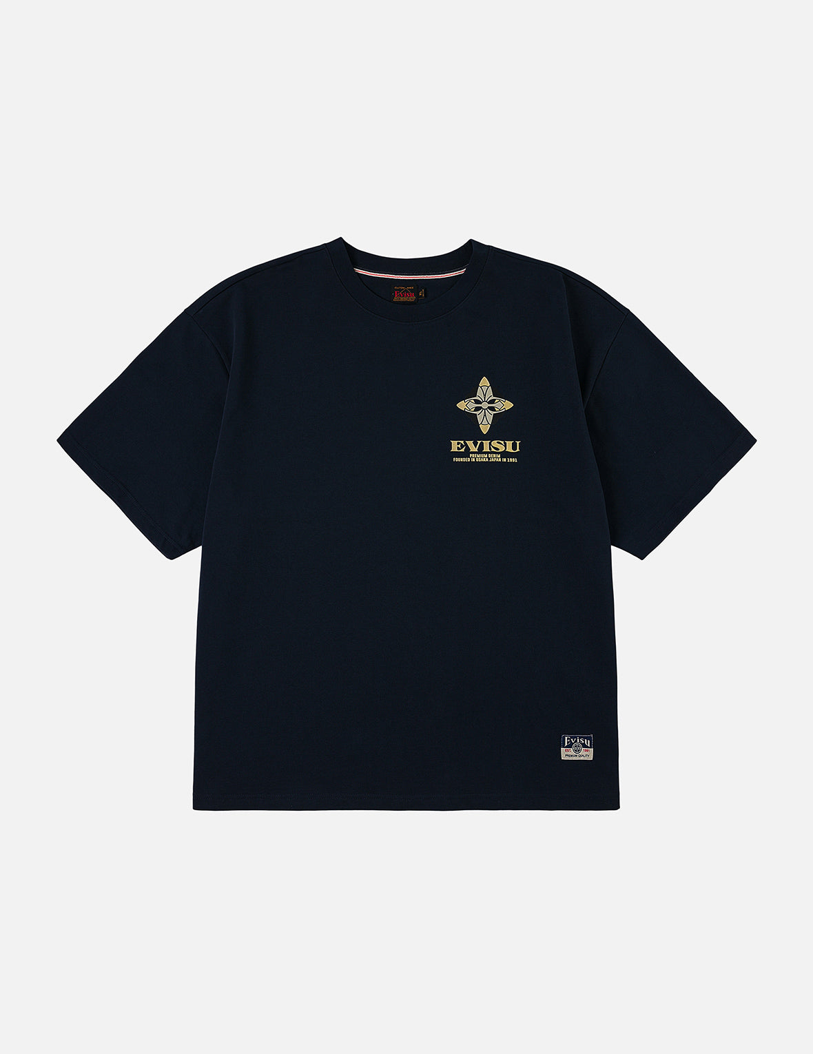 鶴の飛翔と大黒プリント ルーズフィット Tシャツ