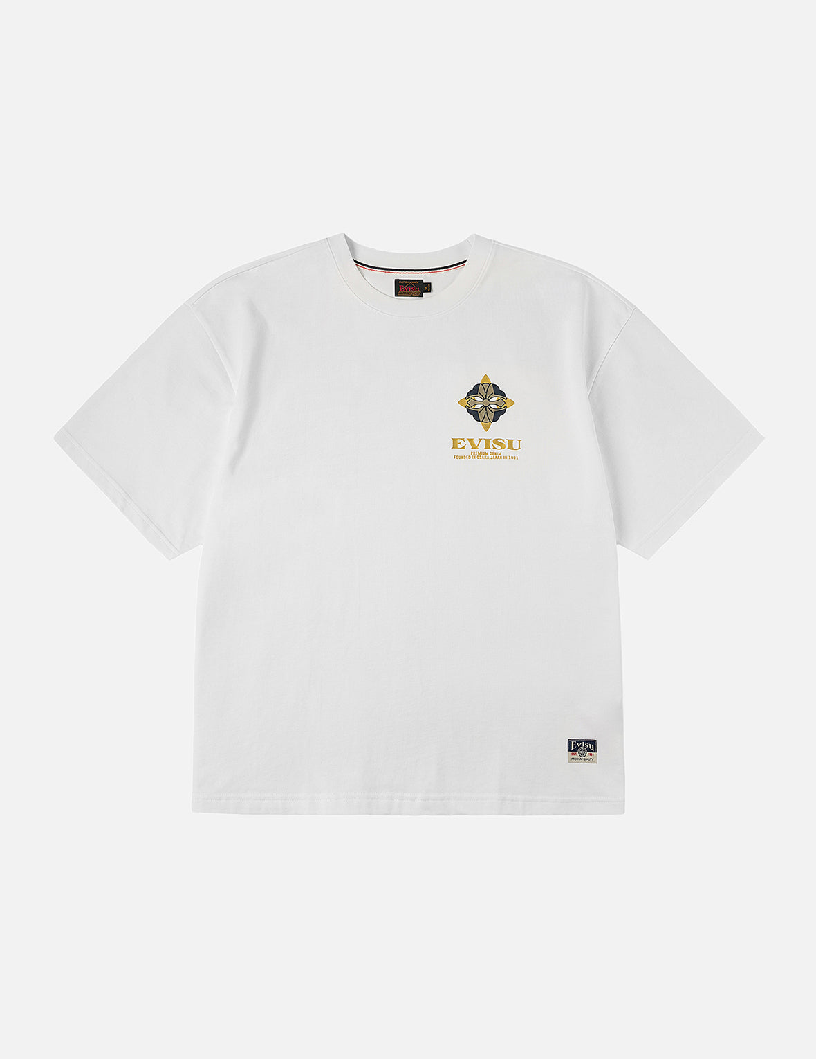 鶴の飛翔と大黒プリント ルーズフィット Tシャツ