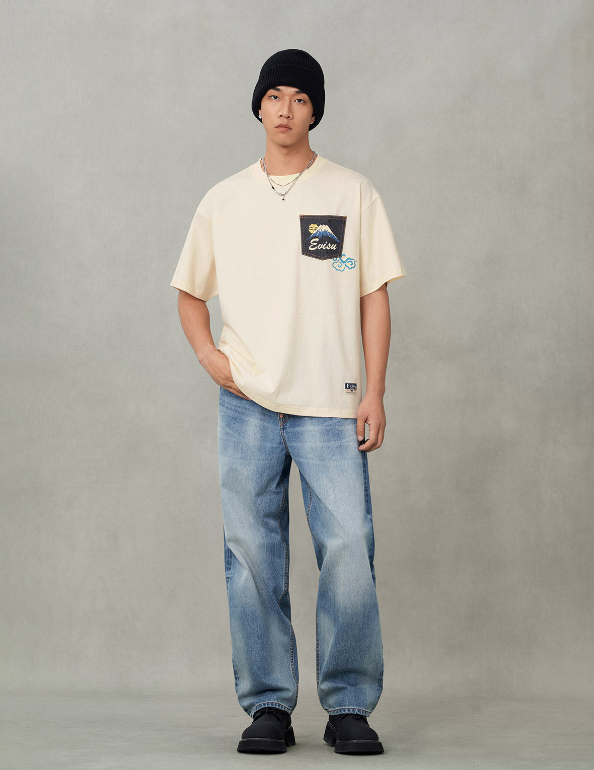 仏頭獅子舞プリント リラックスフィット Tシャツ