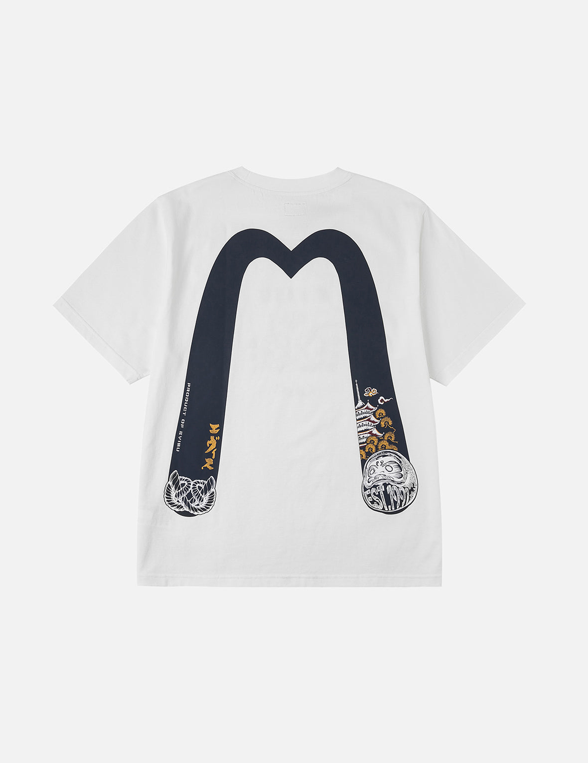 知恵の輪とだるま大黒プリント レギュラーフィット Tシャツ