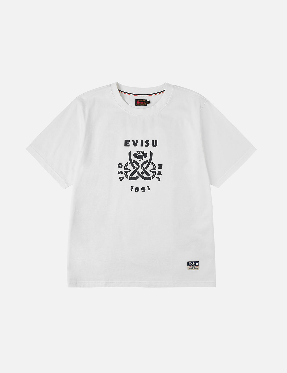 知恵の輪とだるま大黒プリント レギュラーフィット Tシャツ