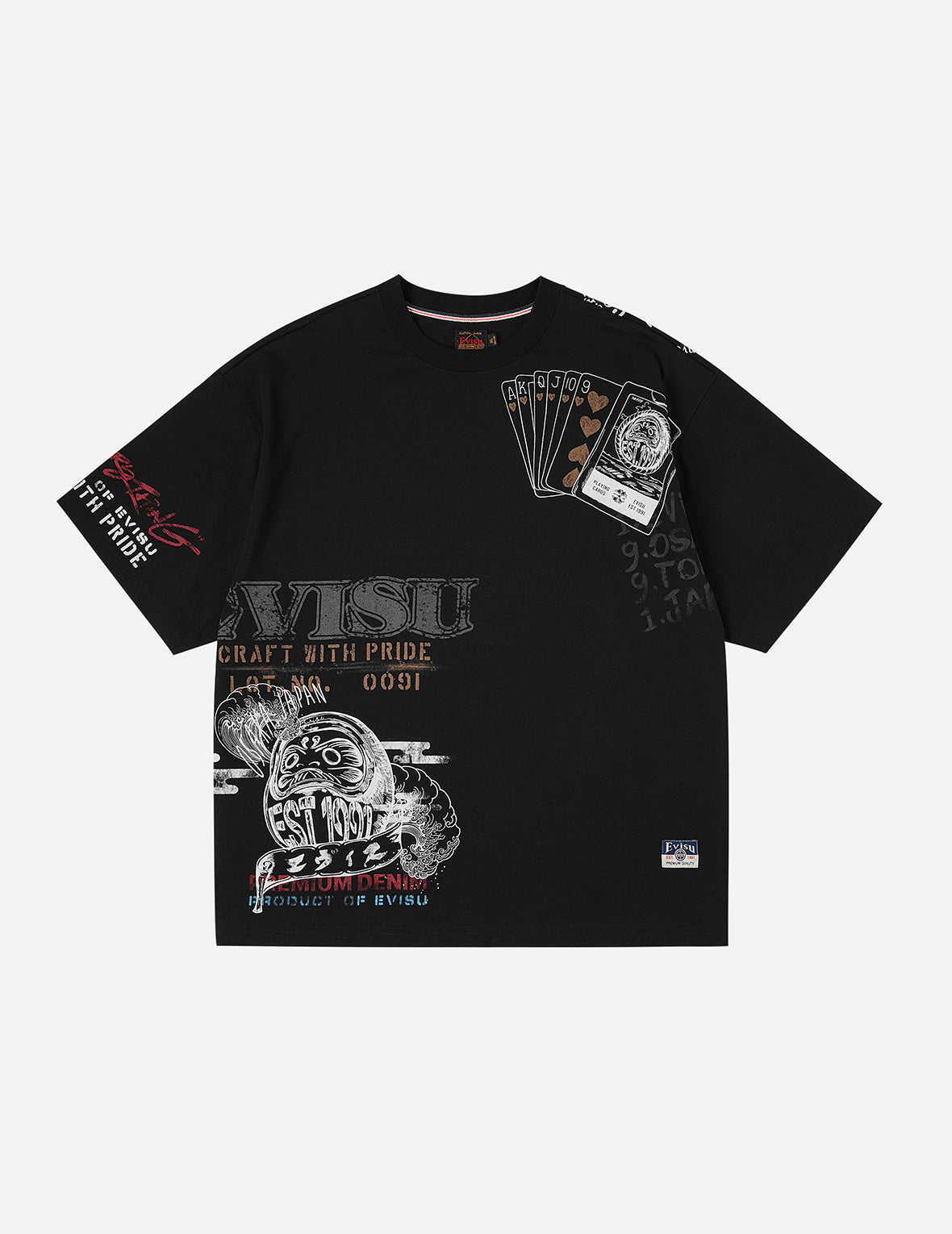オールオーバー手描きマルチロゴプリント レギュラーフィット Tシャツ