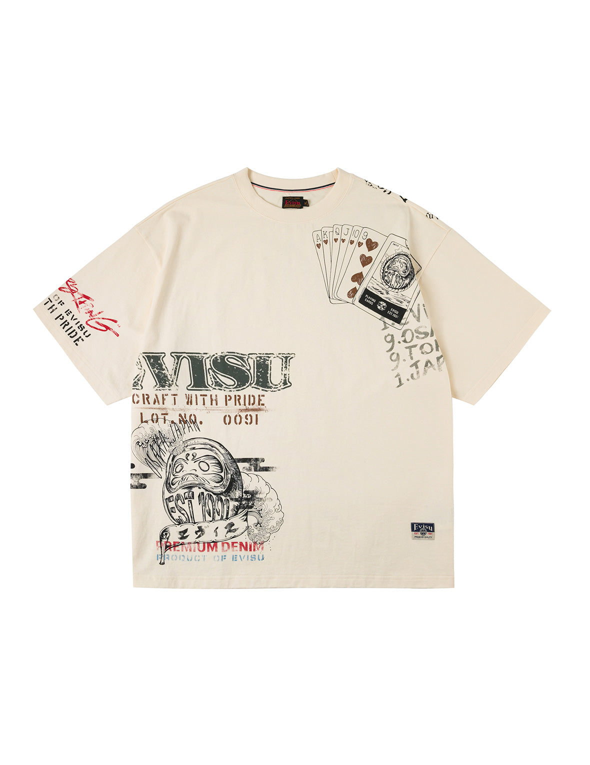 オールオーバー手描きマルチロゴプリント レギュラーフィット Tシャツ