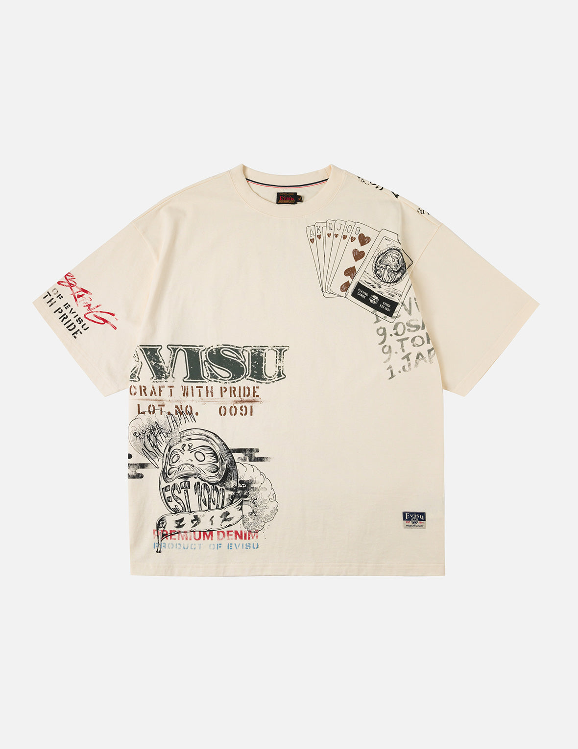 オールオーバー手描きマルチロゴプリント レギュラーフィット Tシャツ