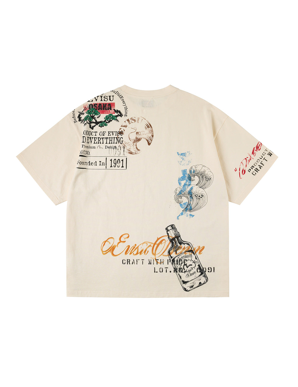 オールオーバー手描きマルチロゴプリント レギュラーフィット Tシャツ