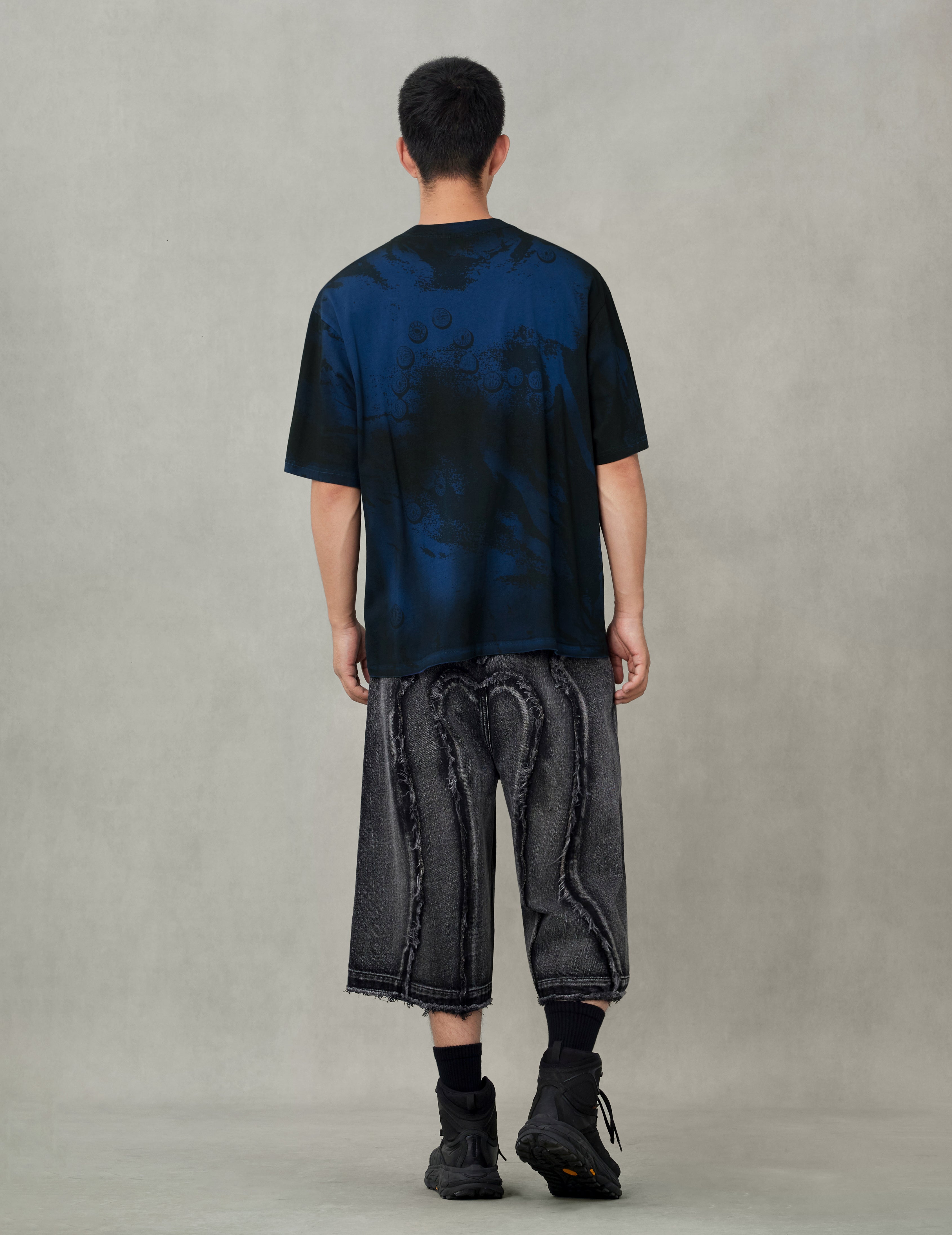 ボタンカモメプリント オーバーサイズ Tシャツ