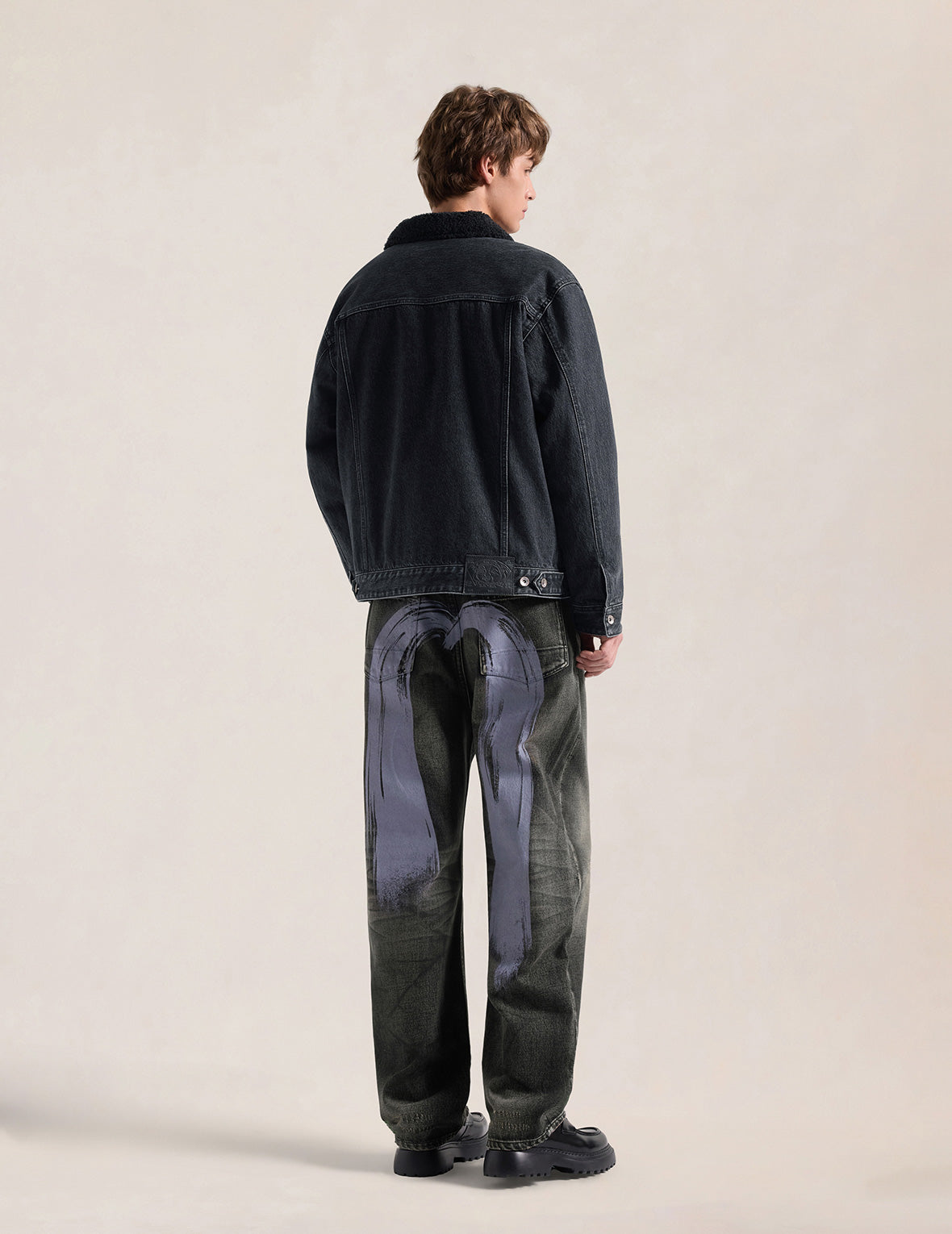 Sherpa-Lined Seagull Denim Jacket