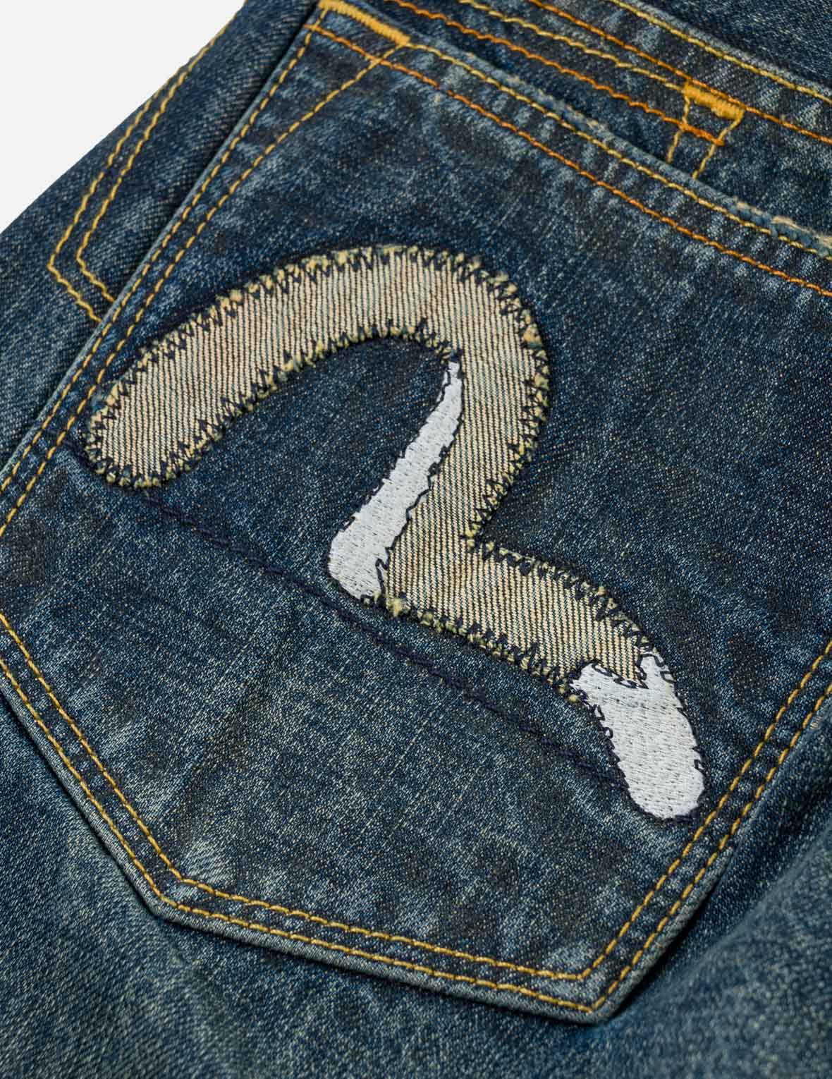 アシンメトリーカモメ刺繍ポケット セルビッジジーンズ #2017 – EVISU