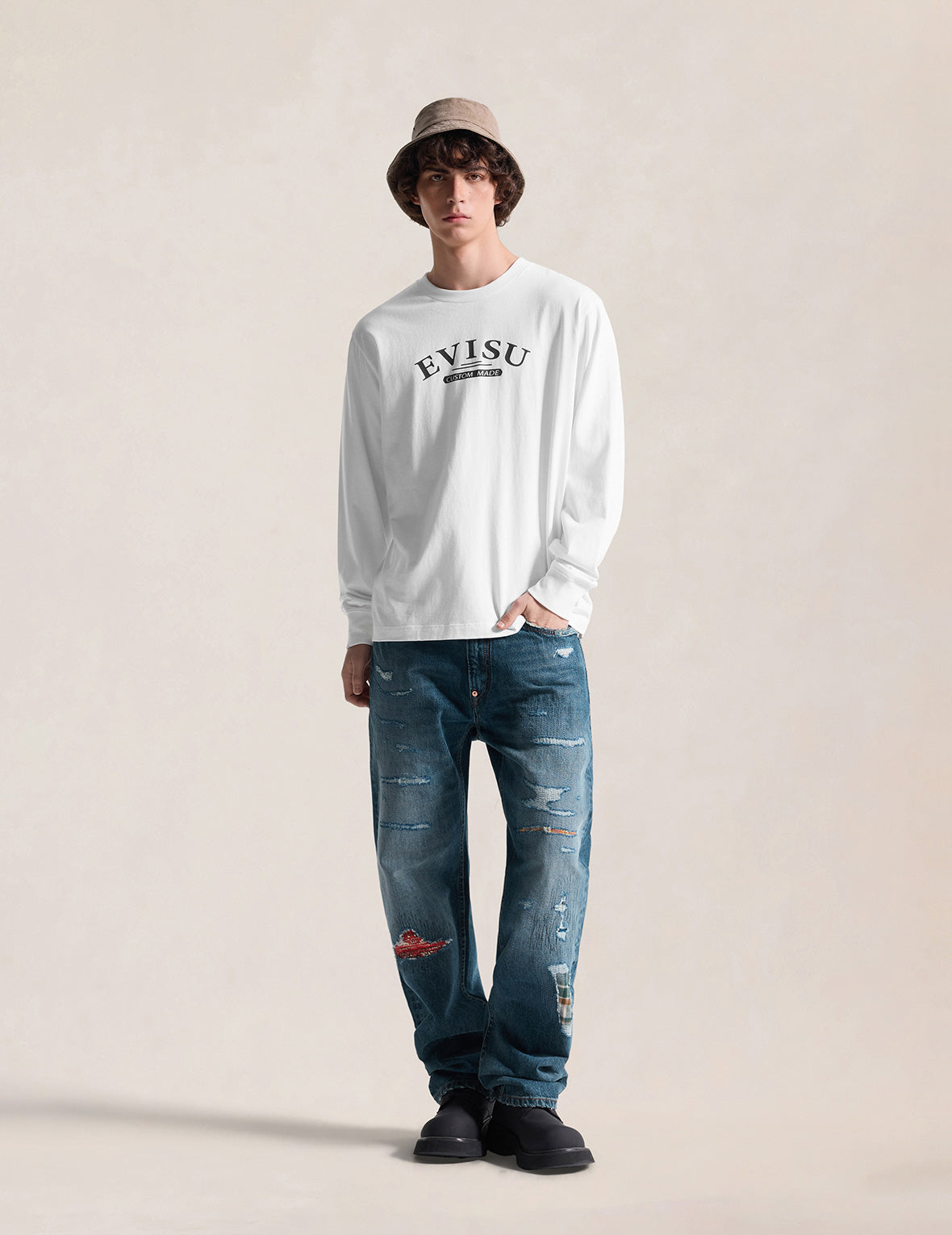 ボロパッチワーク ダメージカモメポケットジーンズ #2020 – EVISU