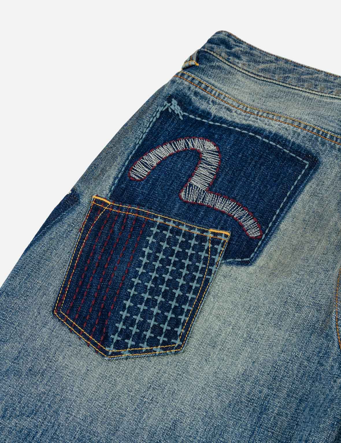 ボロマルチポケット カモメ＆家紋刺繍ジーンズ #2030 – EVISU