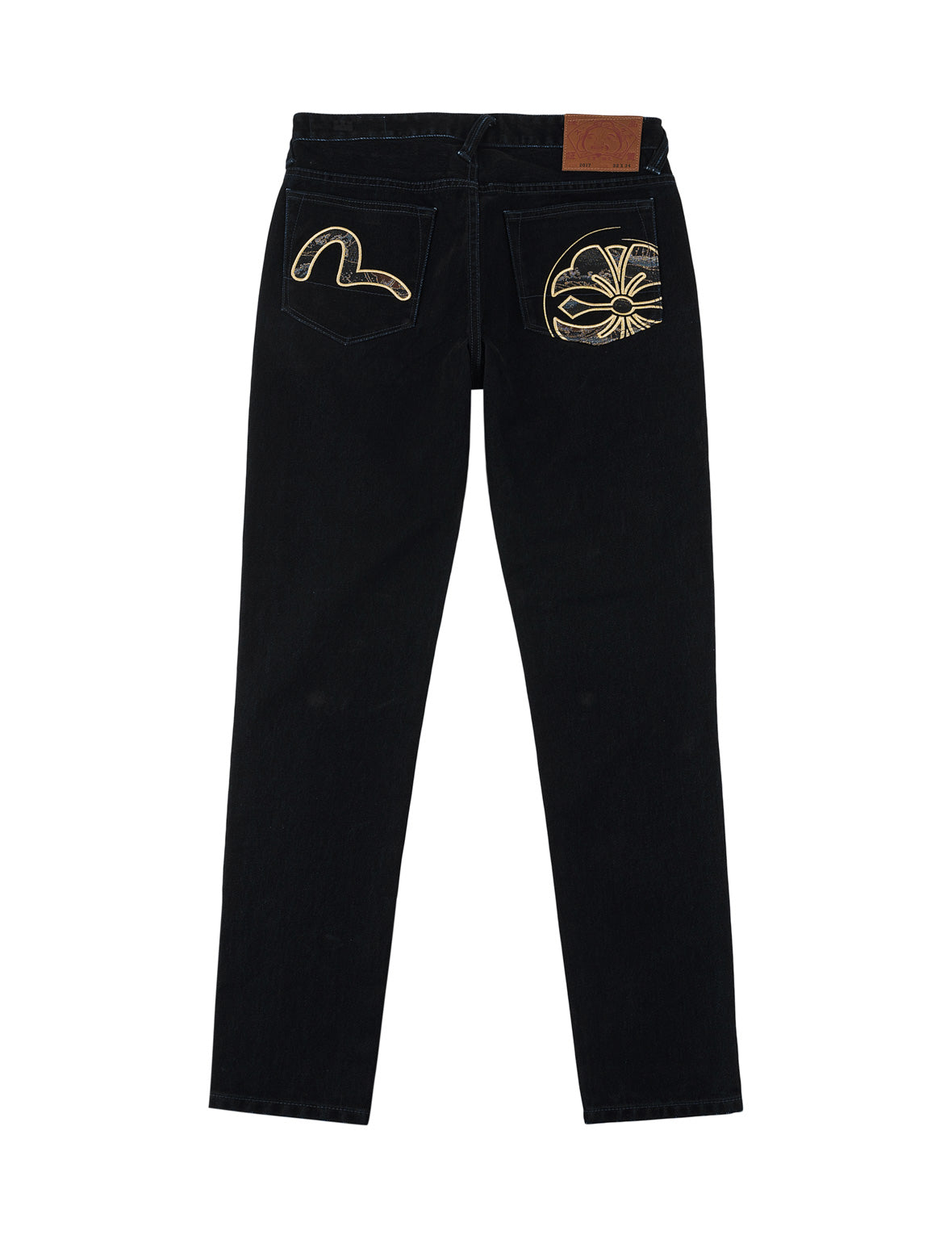 Velvet-Like Seagull & Kamon Brocade Embroidered Jeans #2017