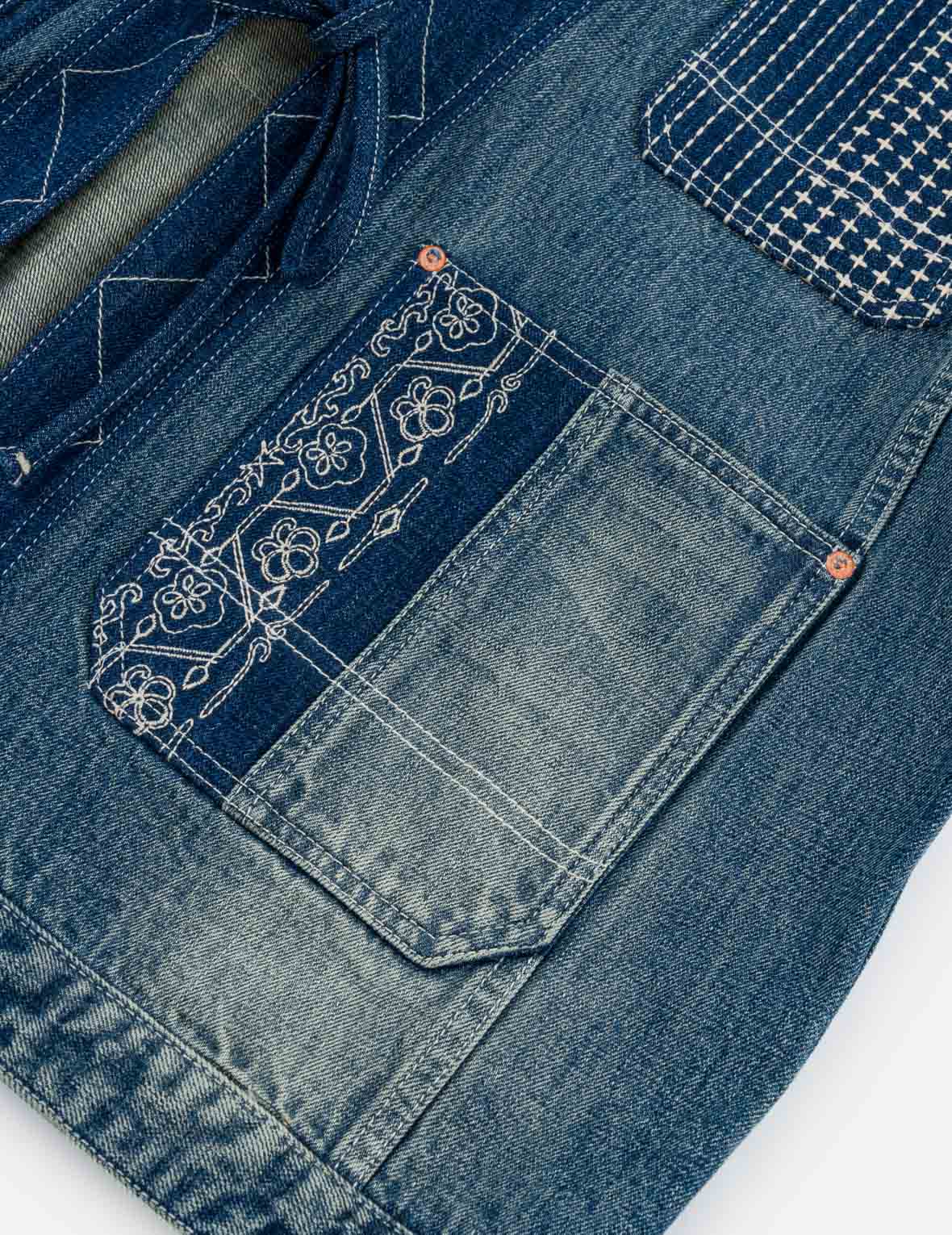 ぼろボロ刺し子 デニム着物ジャケット – EVISU