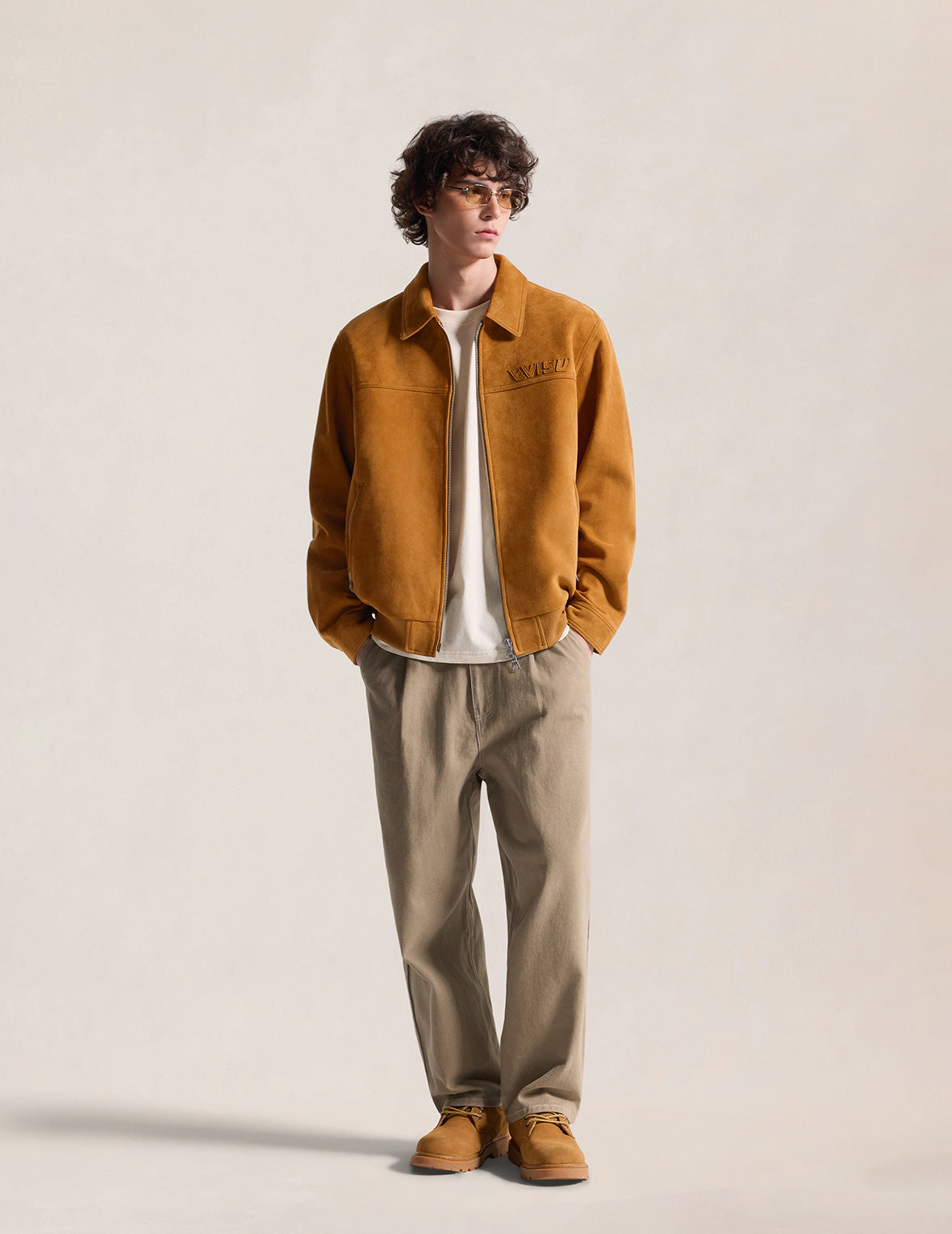 Italian Suede-Texture Monogram Leather Jacket