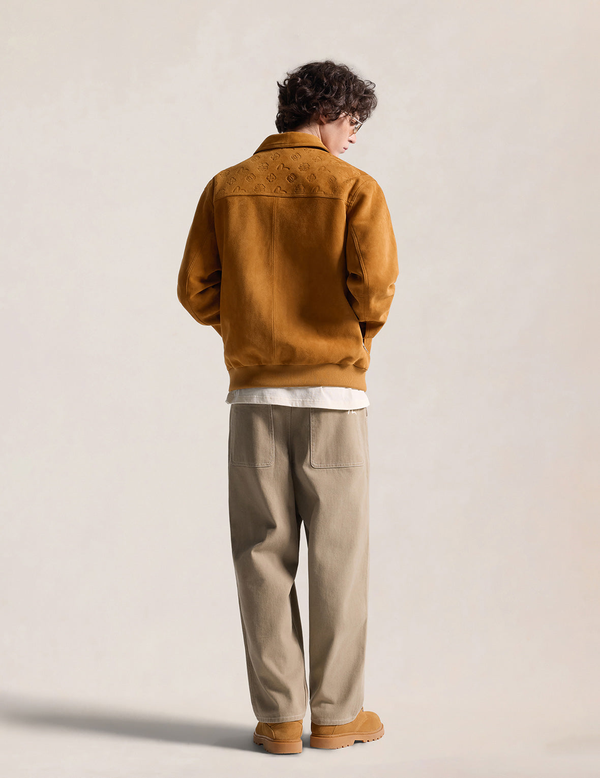 Italian Suede-Texture Monogram Leather Jacket