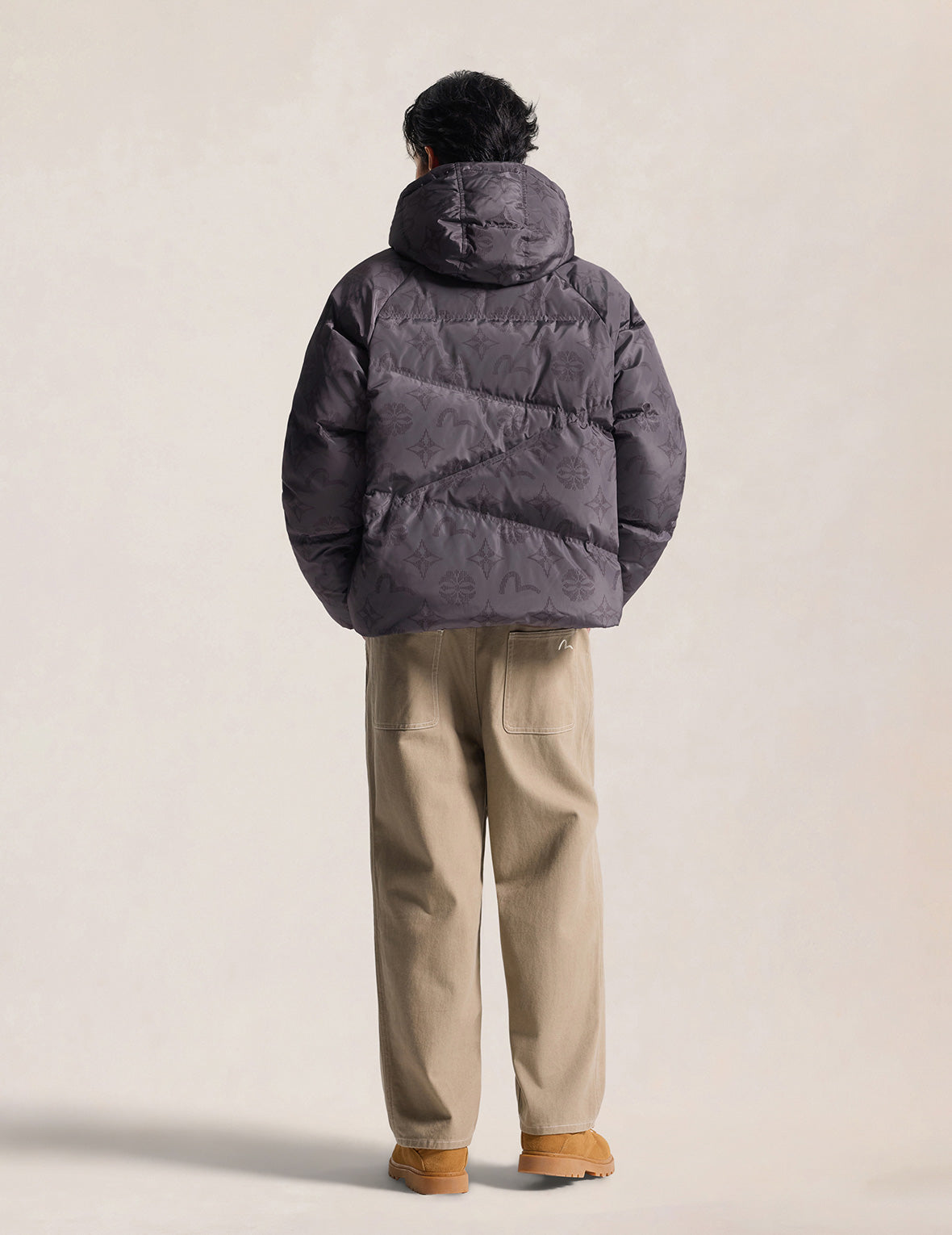Two-Tone Monogram Hooded Down Jacket