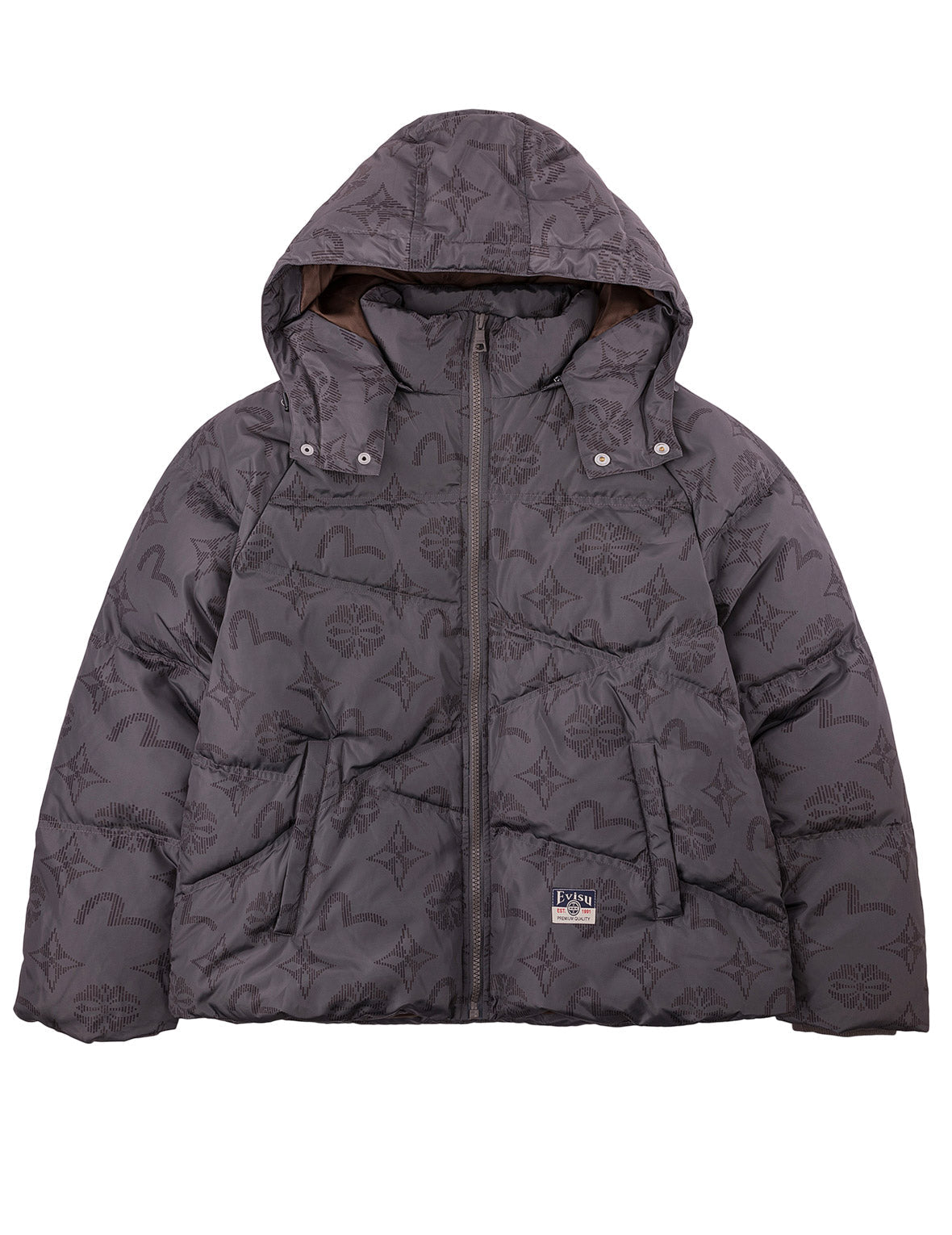 Two-Tone Monogram Hooded Down Jacket