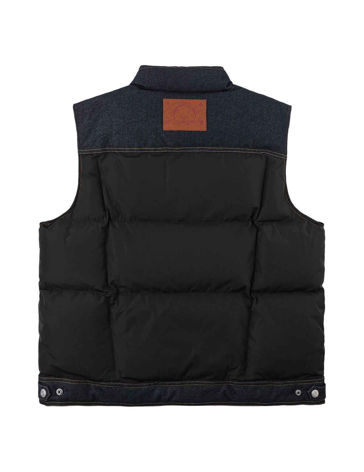 Denim Pocket Seagull Printed Down Vest