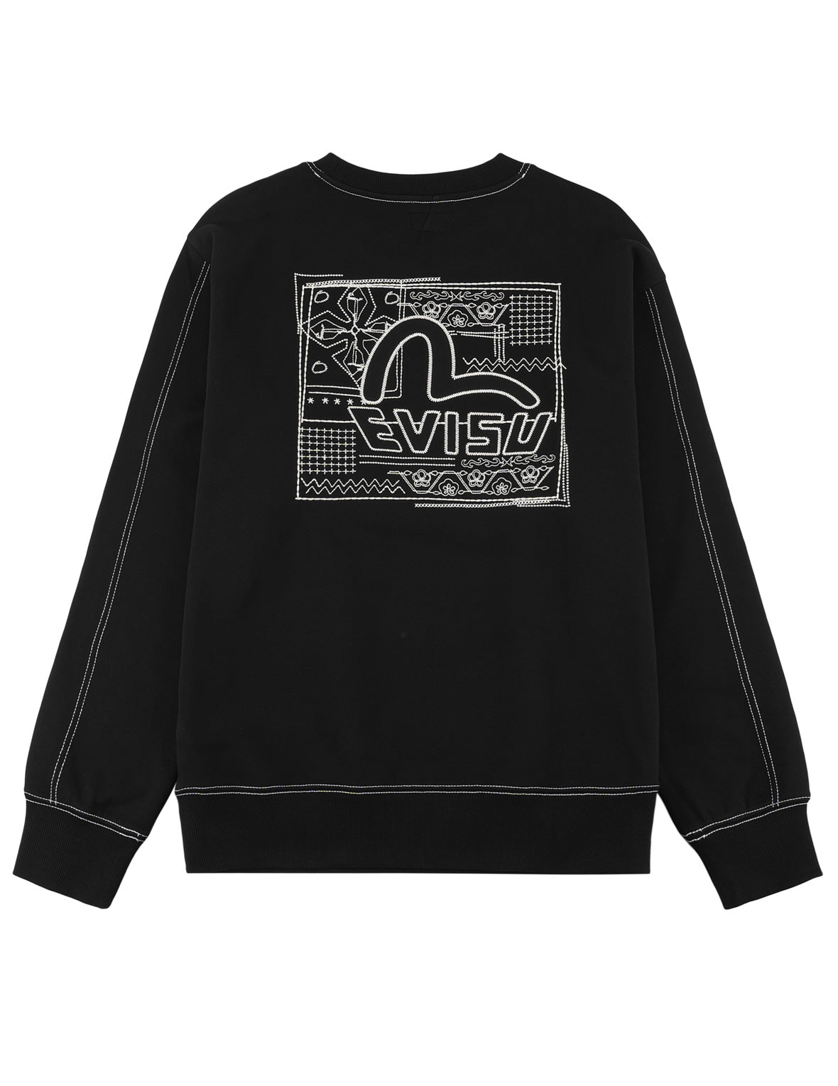 Geometric Motif Sashiko Seagull Sweatshirt