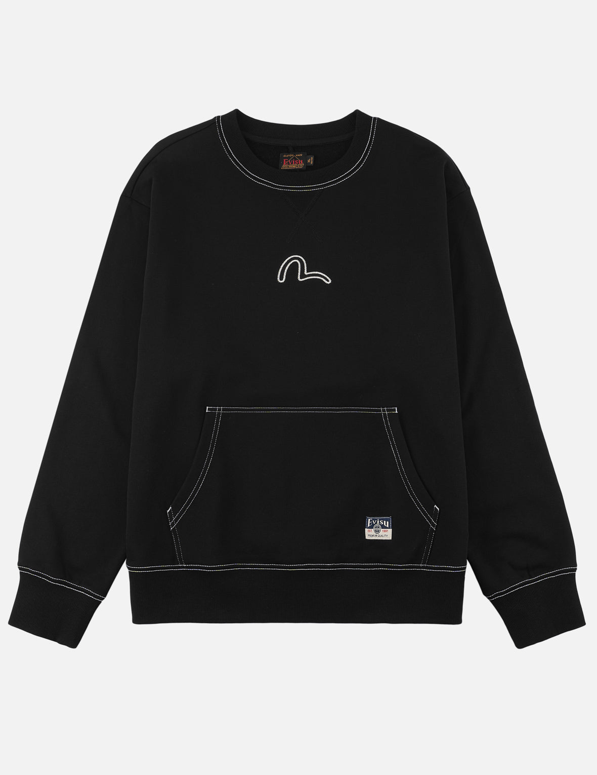 Geometric Motif Sashiko Seagull Sweatshirt