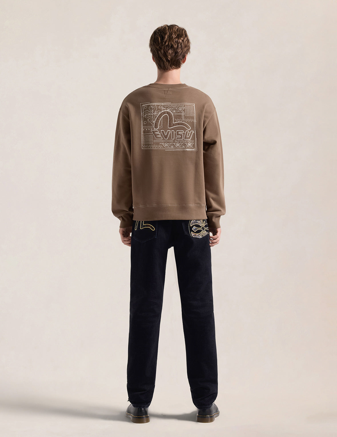Geometric Motif Sashiko Seagull Sweatshirt
