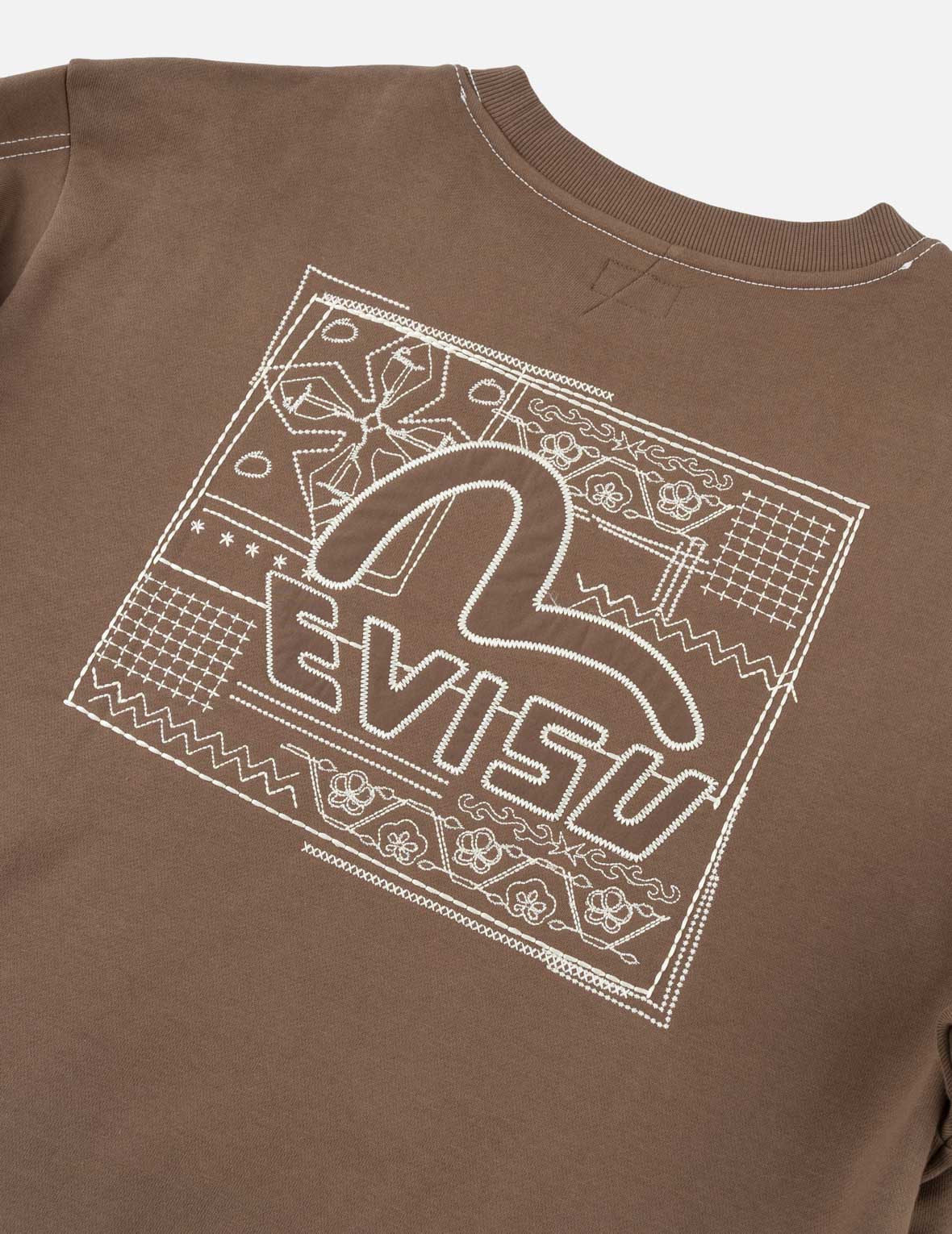 Geometric Motif Sashiko Seagull Sweatshirt