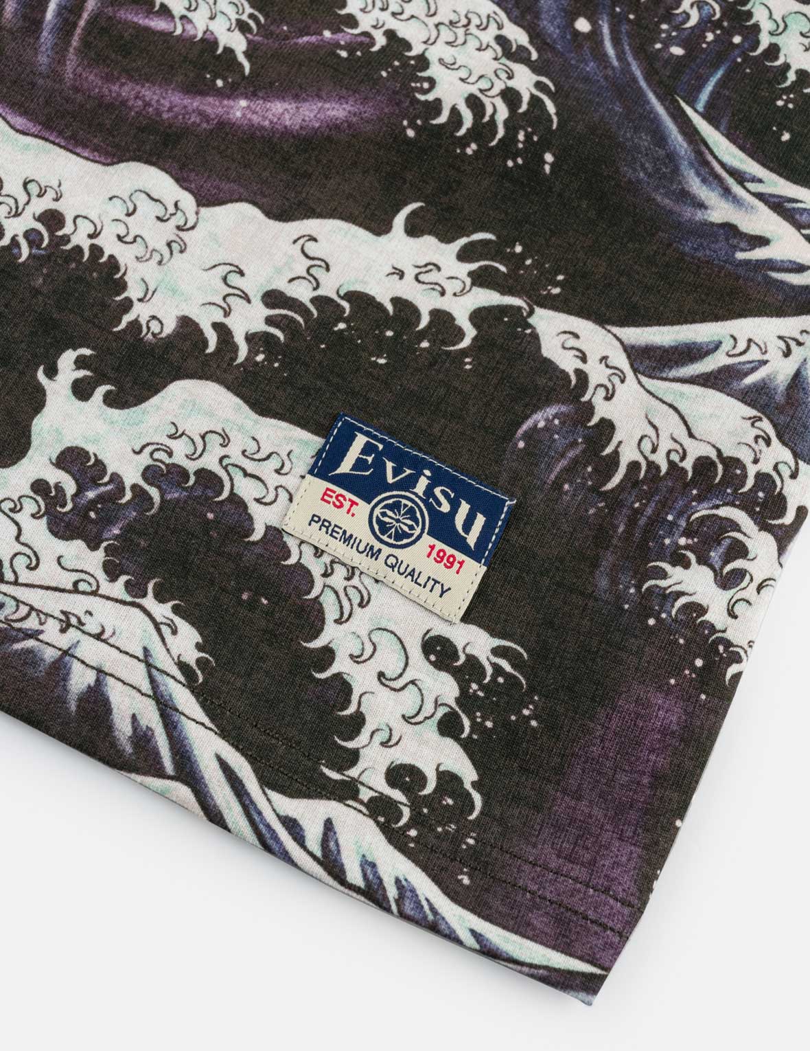 総柄ウェーブ刺繍カモメ Tシャツ – EVISU