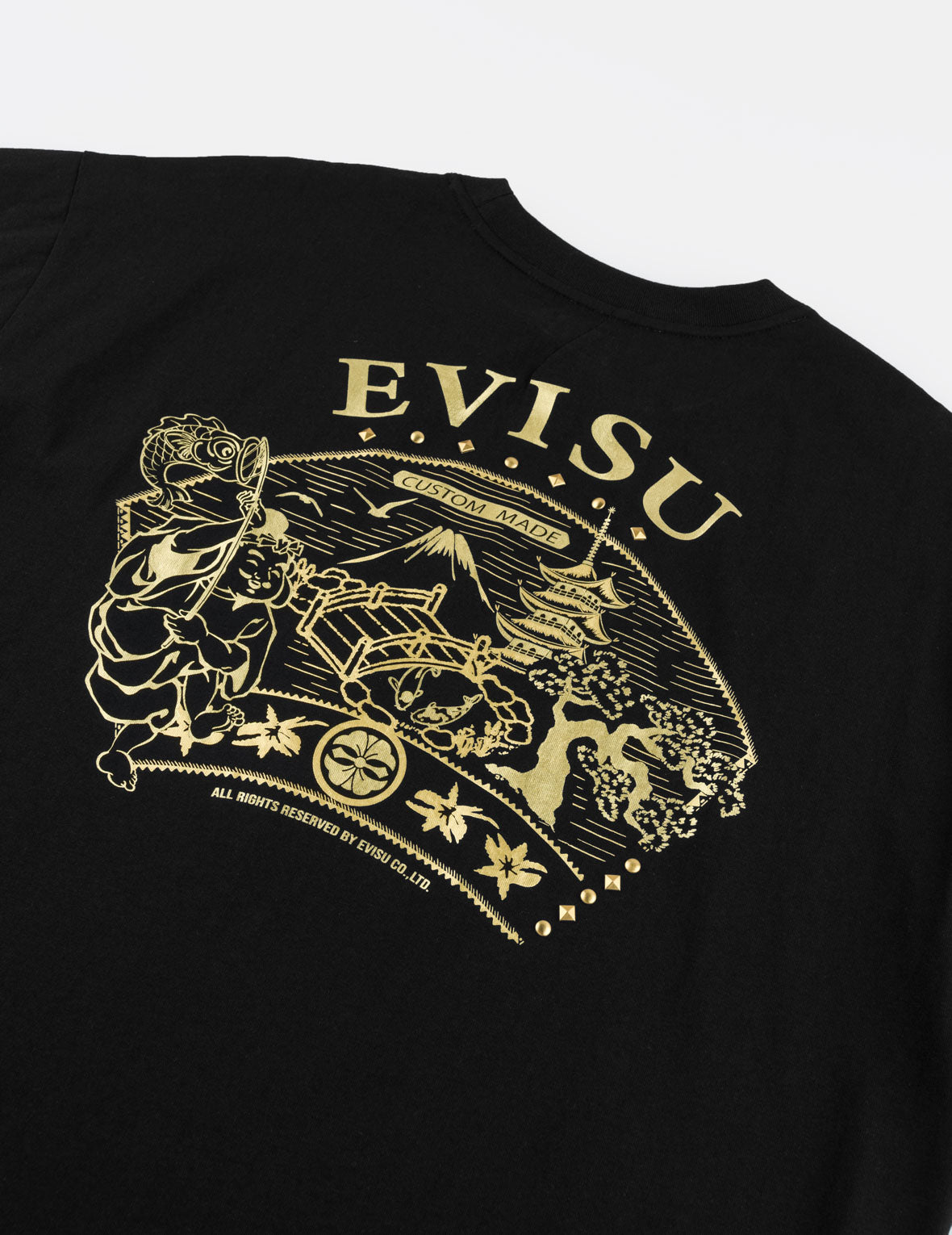 ゴールドプリント スタッズ Tシャツ
