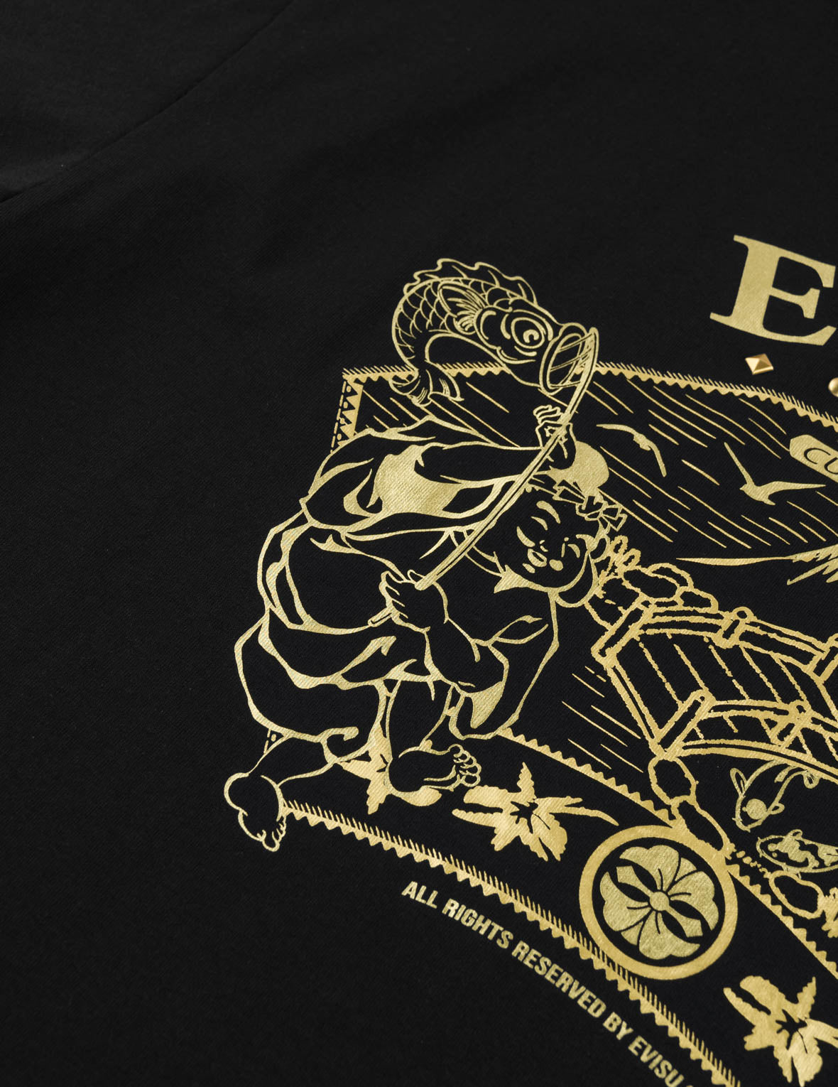 ゴールドプリント スタッズ Tシャツ