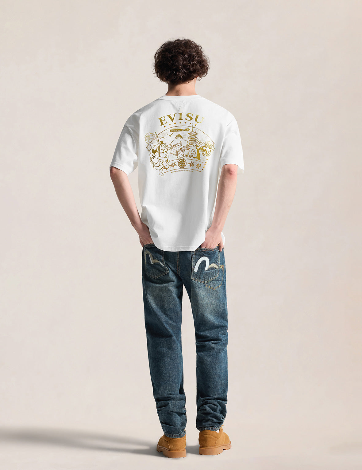 ゴールドプリント スタッズ Tシャツ