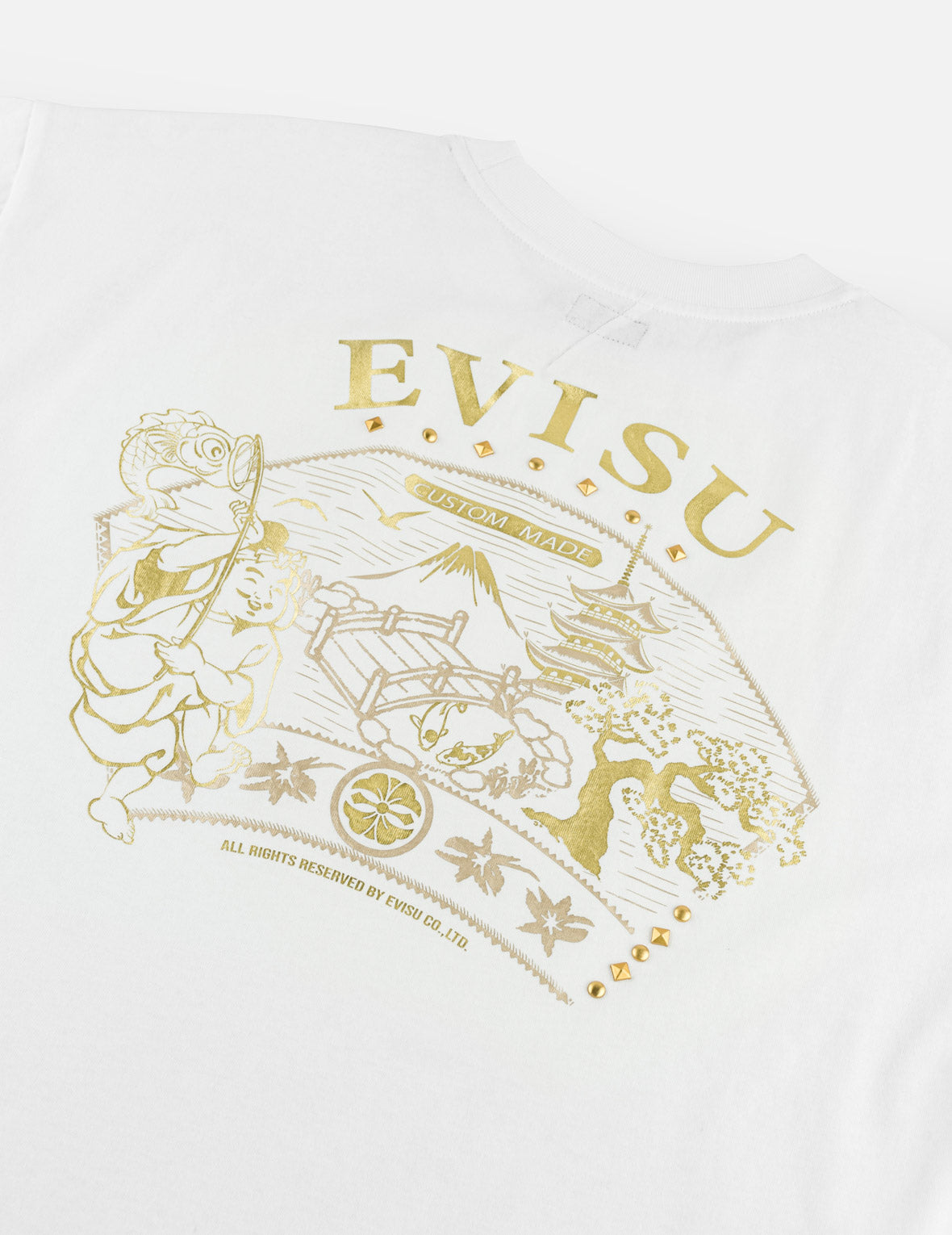 ゴールドプリント スタッズ Tシャツ
