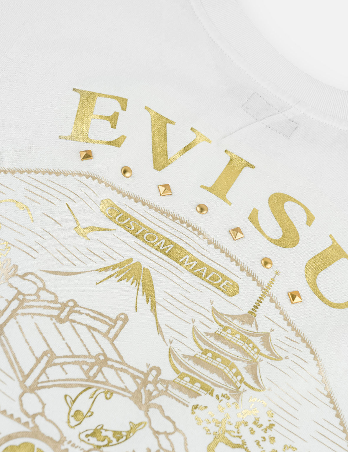 ゴールドプリント スタッズ Tシャツ
