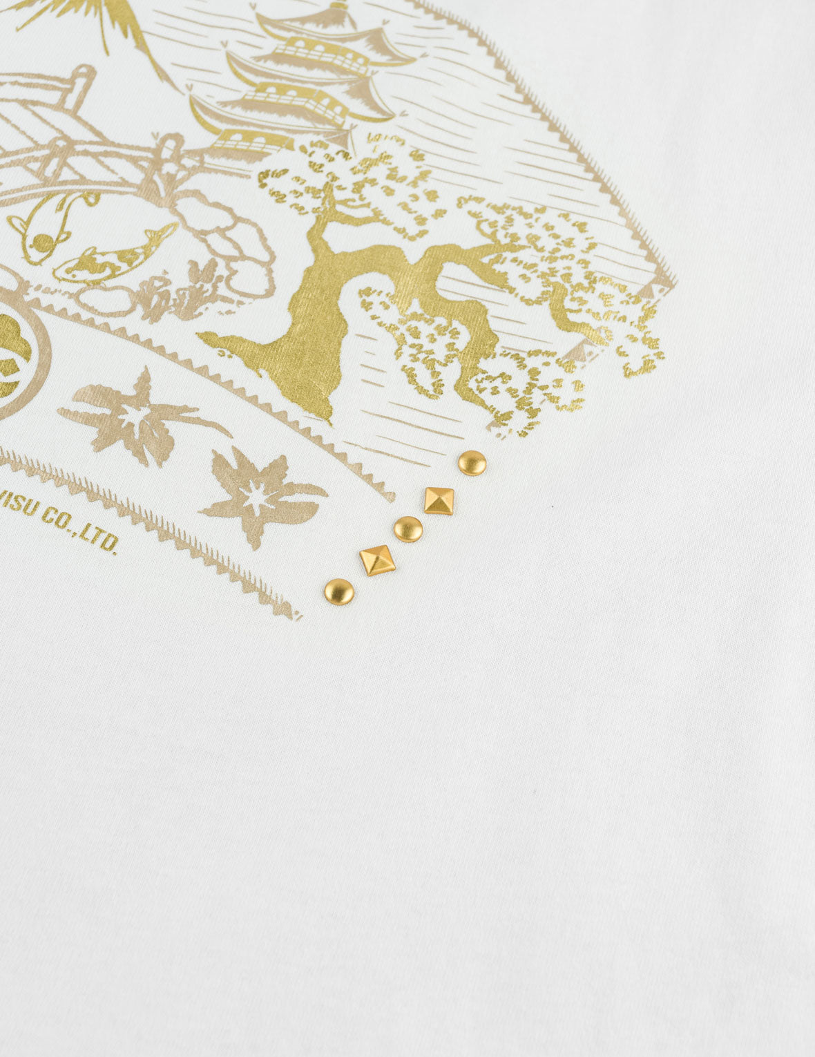 ゴールドプリント スタッズ Tシャツ