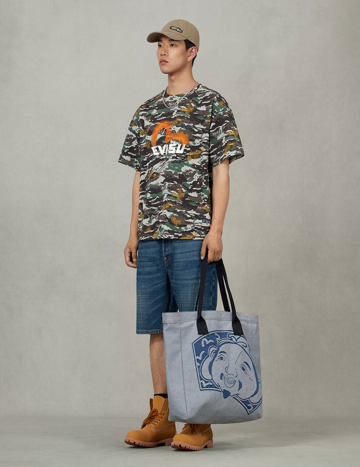 仏頭とカモメジャカード デニムトートバッグ – EVISU