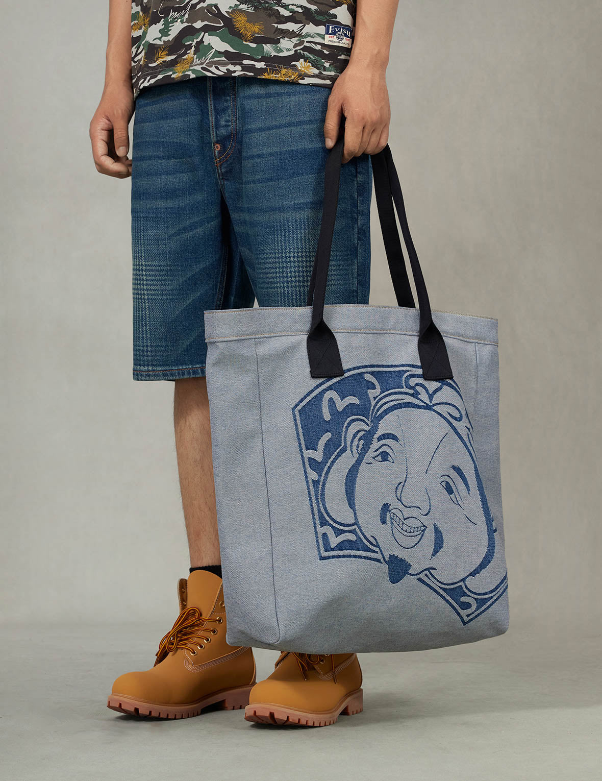 BOYNEXTDOOR Tシャツ デニムトートバッグ セット 仏頭とカモメジャカード デニムトートバッグ – EVISU